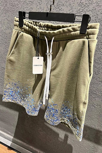 Мужские зелёные шорты Amiri paint splatter   