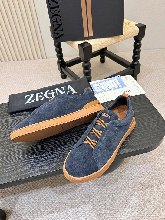 Замшевые кроссовки Ermenegildo Zegna Triple Stitch - Blue