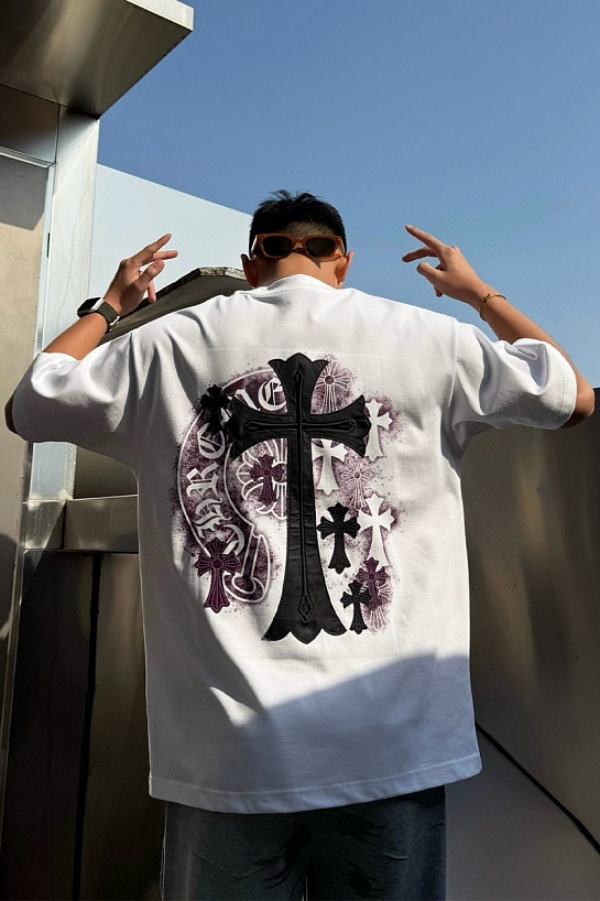 Белая оверсайз футболка Chrome Hearts Premium