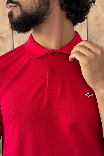 Красное поло Paul & Shark logo-embroidered   