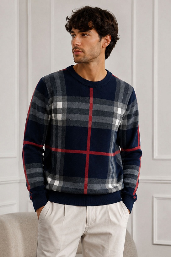 Мужская синяя кофта Burberry check pattern