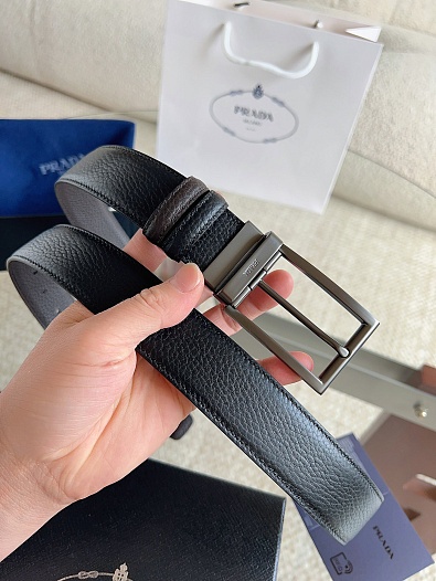 Двусторонний кожаный ремень Prada premium   