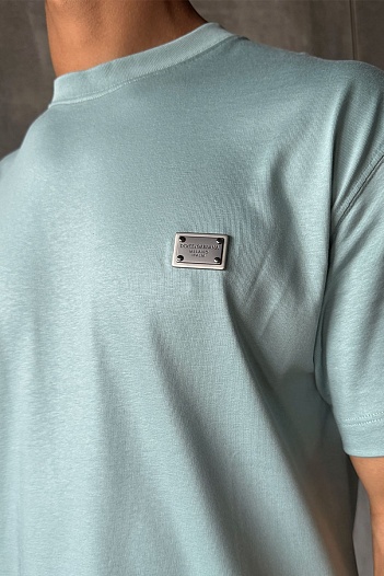 Футболка Dolce & Gabbana logo-plaque - Turquoise   
