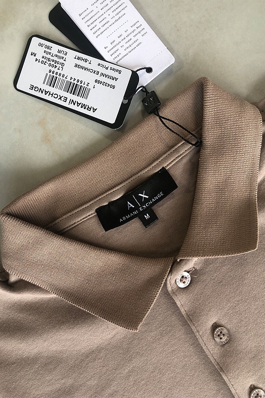 Мужское бежевое поло Armani Exchange rubber logo