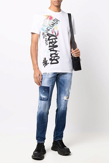 Мужская белая футболка Dsquared2   