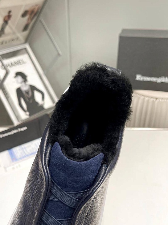 Кроссовки с мехом Ermenegildo Zegna Triple Stitch low-top - Navy