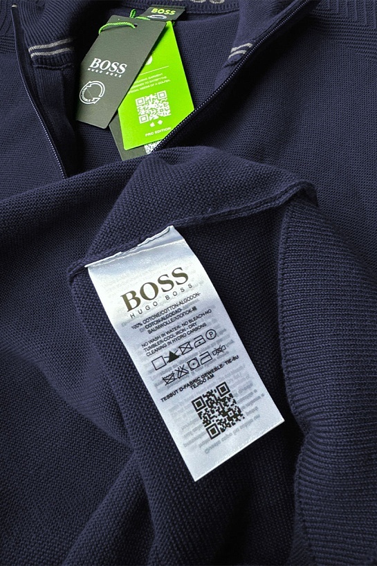 Тёмно-синяя кофта на молнии Hugo Boss logo-embroidered
