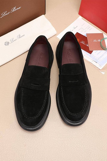 Замшевые лоферы Loro Piana Travis - Black   