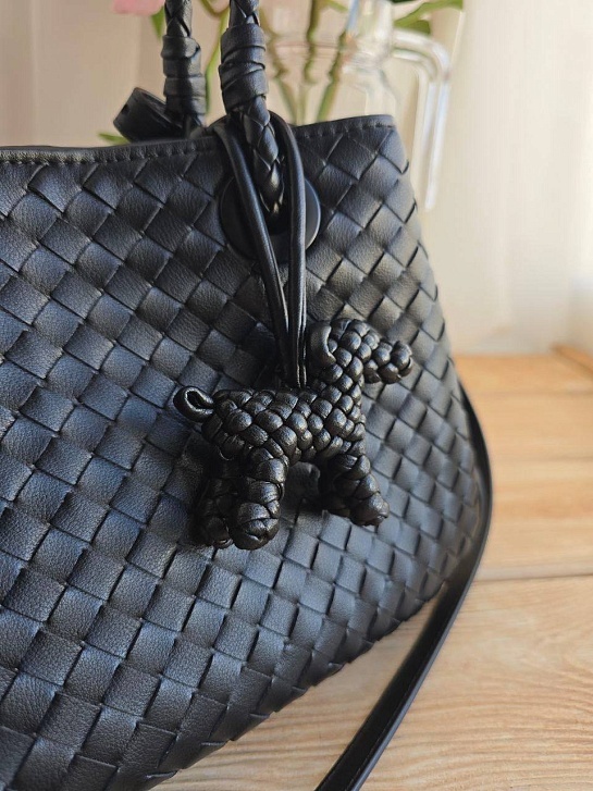 Кожаная сумка Bottega Veneta Basket 30x20 см - Black