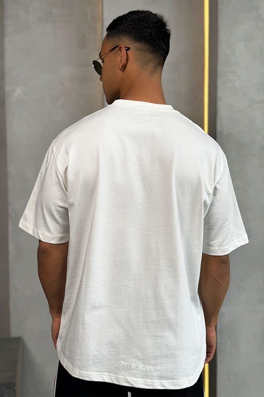 Белая оверсайз футболка Balenciaga logo print