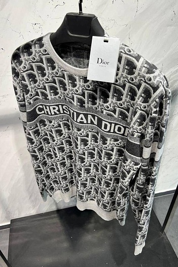 Мужская серая кофта Dior monogram all-over   