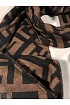 Мужской тёмно-коричневый шарф Fendi FF Monogram 185x35 см