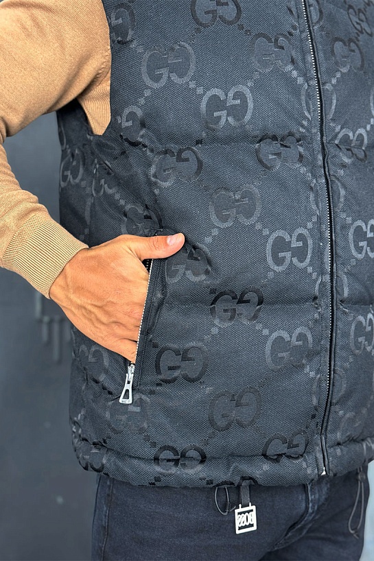 Мужской чёрный жилет Gucci GG Monogram