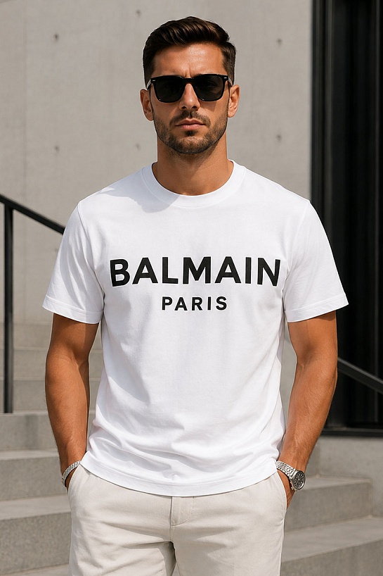 Футболка белого цвета Balmain Paris logo-print