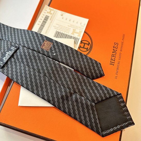 Галстук Hermes Jetez l'Ancre premium - Black