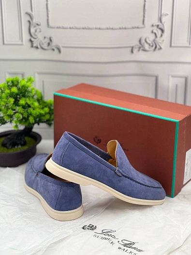 Замшевые лоферы Loro Piana Summer Walk - Blue   