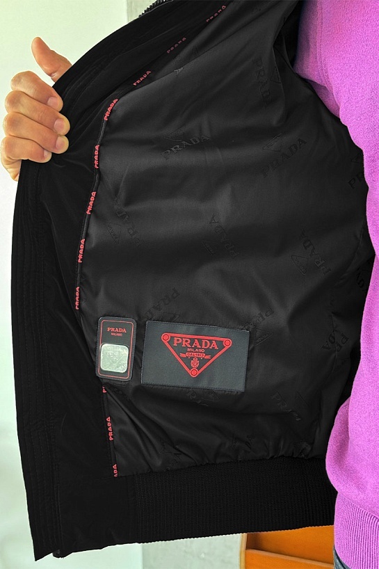 Куртка с вязаными рукавами Prada Linea Rossa - Black