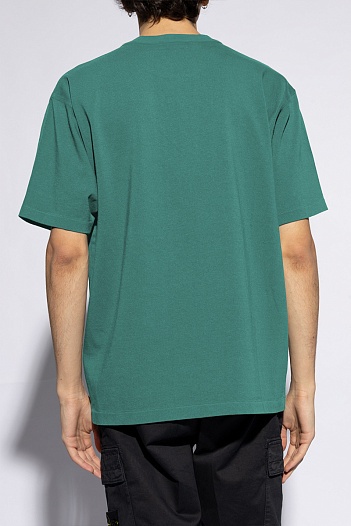 Мужская футболка Stone Island зелёного цвета   