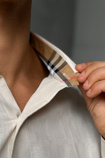Мужская бежевая рубашка Burberry TB logo-embroidered   