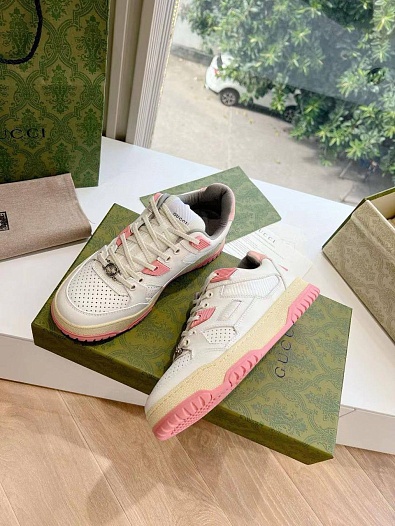 Женские кроссовки Gucci Premium - White / Pink   