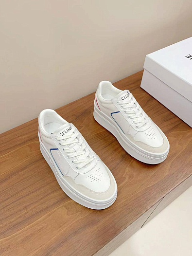 Женские кожаные кроссовки на платформе Celine   