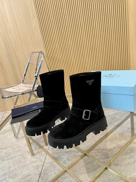 Женские замшевые сапоги Prada Suede premium