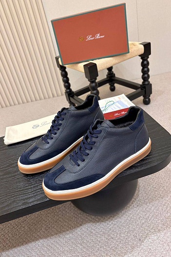 Кожаные кроссовки с мехом Loro Piana high-top   