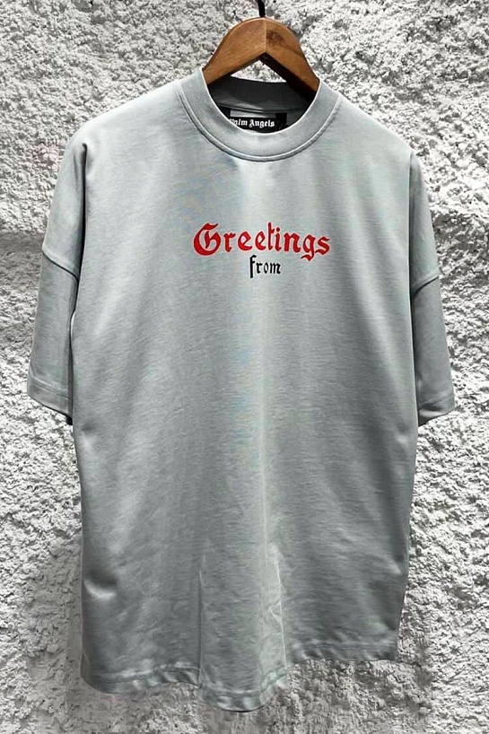 Серая оверсайз футболка Palm Angels logo-print