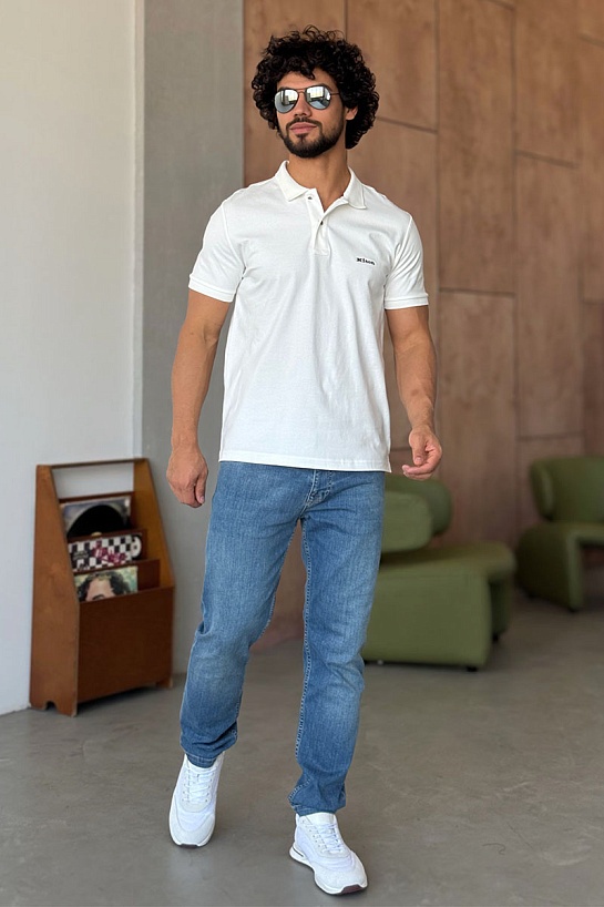 Мужское белое поло Kiton embroidered logo