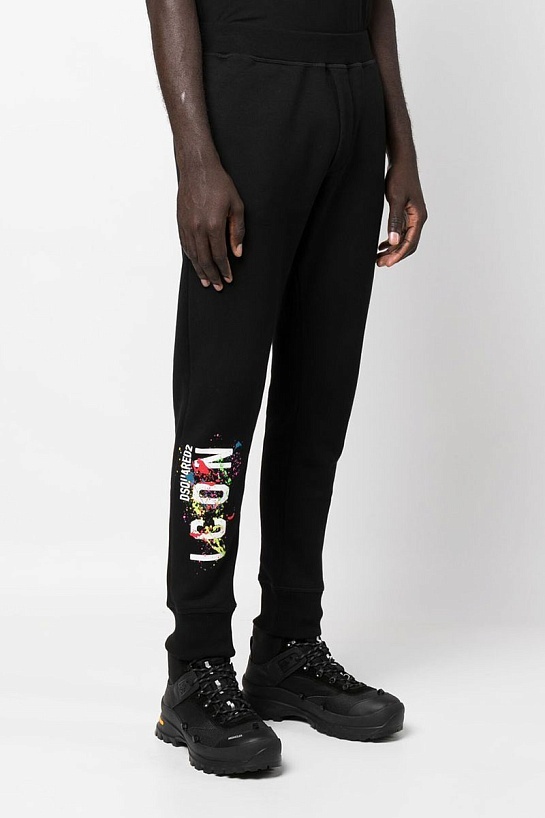 Мужские чёрные штаны Dsquared2 Icon Splatter logo-print