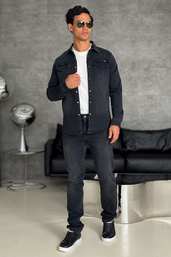 Джинсовая рубашка Loro Piana чёрного цвета