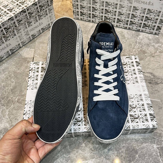 Замшевые кроссовки с мехом Premiata high-top - Navy