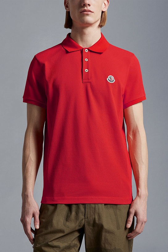 Мужское красное поло Moncler logo-patch