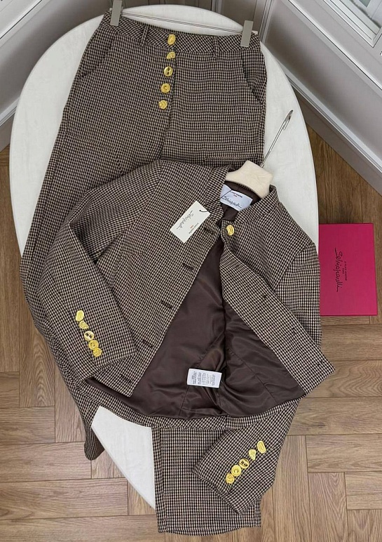 Женский классический костюм Schiaparelli premium - Brown