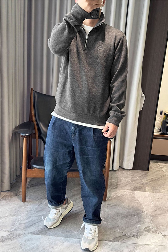 Утеплённая кофта Loro Piana zip-neck - Grey