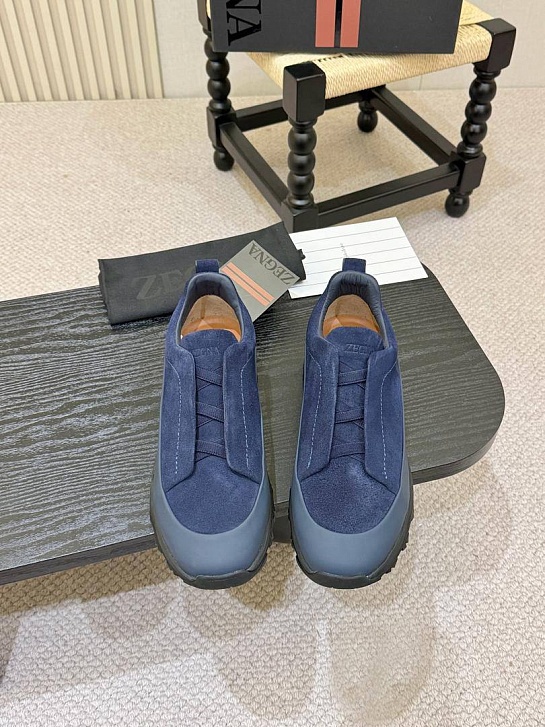 Замшевые кроссовки Zegna Triple Stitch Monte - Blue