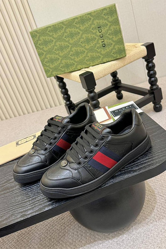 Кожаные кроссовки Gucci GG Screener - Black