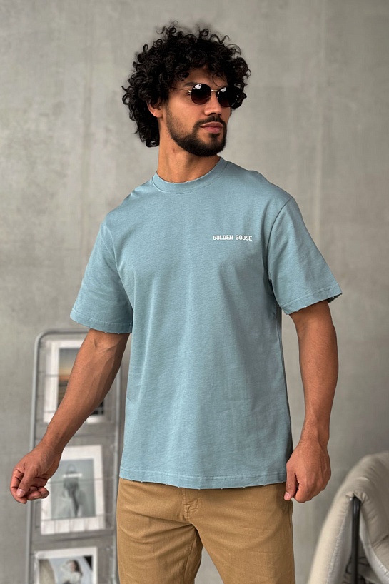 Мужская синяя футболка Golden Goose