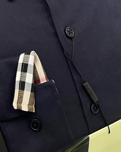 Мужская рубашка Burberry logo-embroidered - Navy   