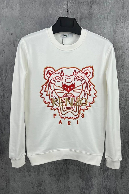 Белый мужской свитшот Kenzo Tiger Head embroidered