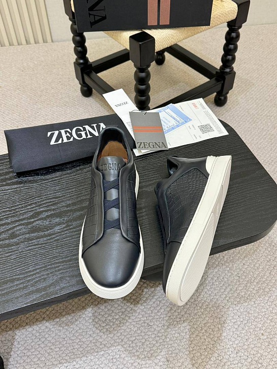 Мужские кроссовки Zegna Triple Stitch Alligator - Grey