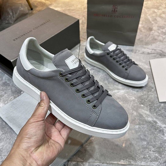 Мужские кроссовки Brunello Cucinelli nubuck calfskin - Grey