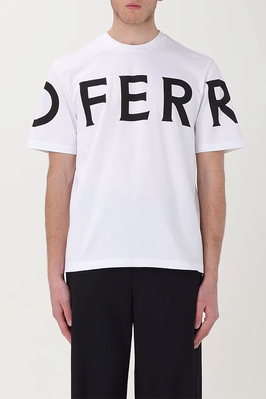 Мужская белая футболка Ferragamo logo-print