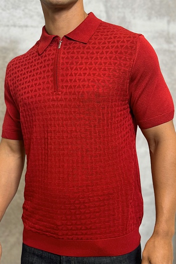 Мужское поло красного цвета Zilli zip neck   