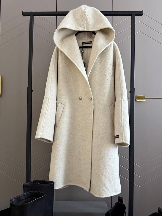 Женское пальто с капюшоном Chrome Hearts premium - Beige