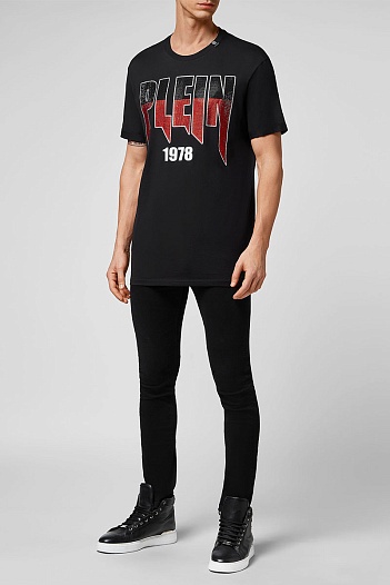 Футболка чёрного цвета Philipp Plein rhinestones   