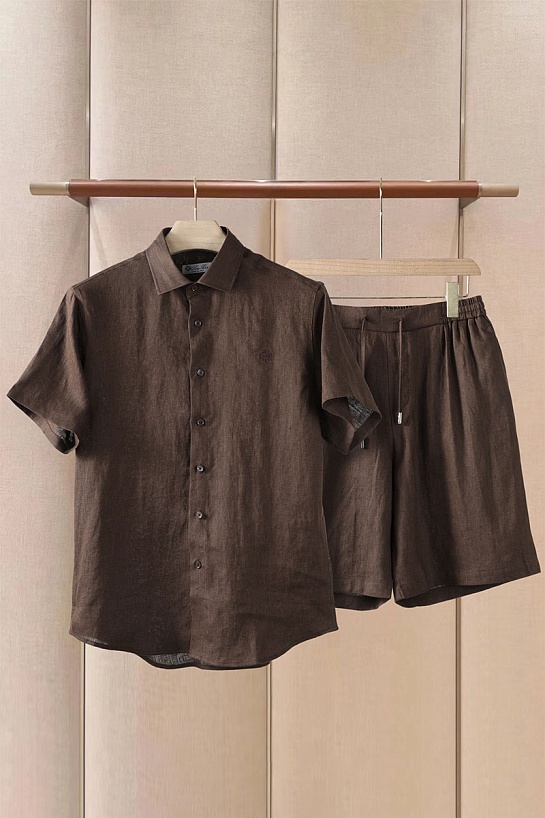 Льняной костюм коричневого цвета Loro Piana premium