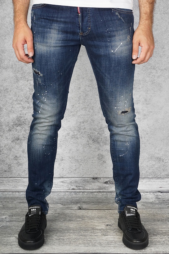 Мужские джинсы Dsquared2 "Paint Splatter" - Blue