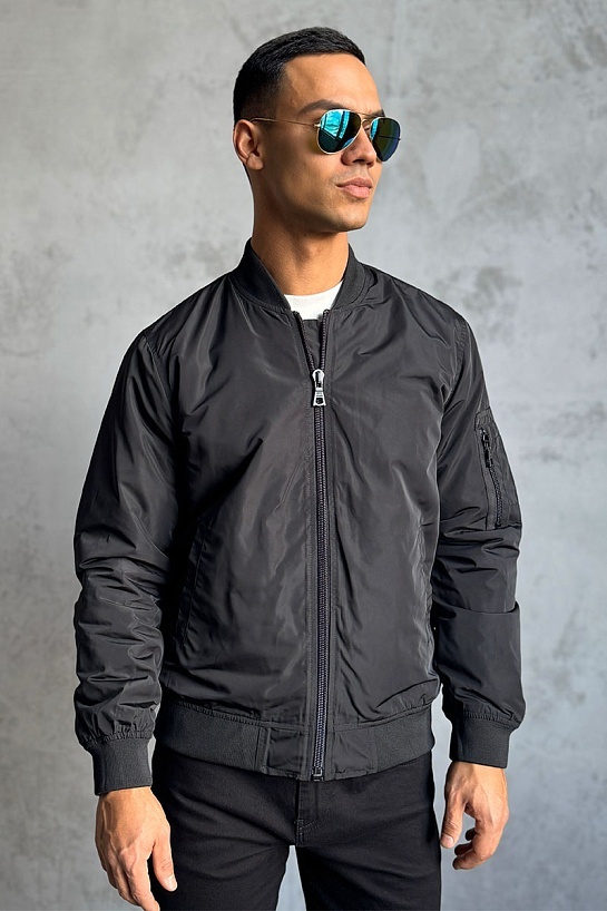 Мужской чёрный бомбер Palm Angels Miami logo-print