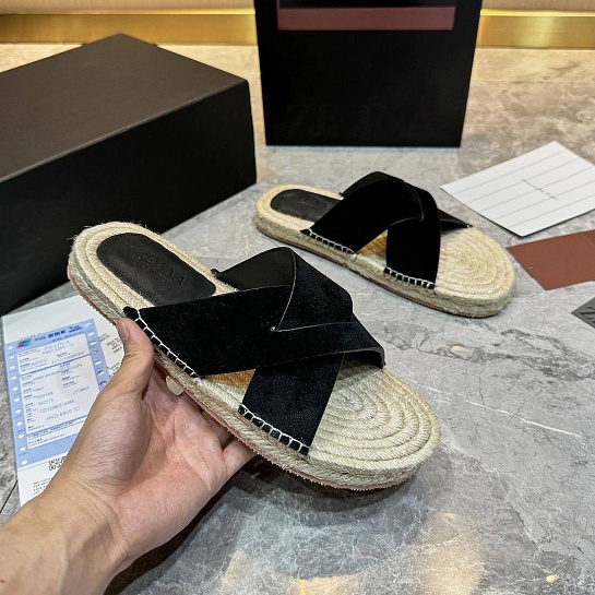 Мужские шлёпанцы Ermenegildo Zegna suede - Black